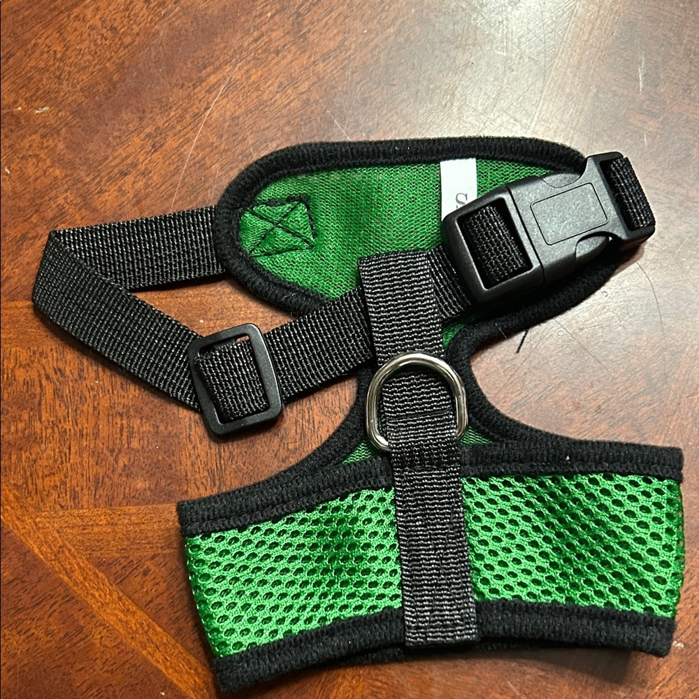 Small Green Mesh Dog Harness with Black Trim